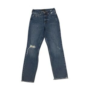 Distressed Blue Straight Leg Jeans for‎ Women